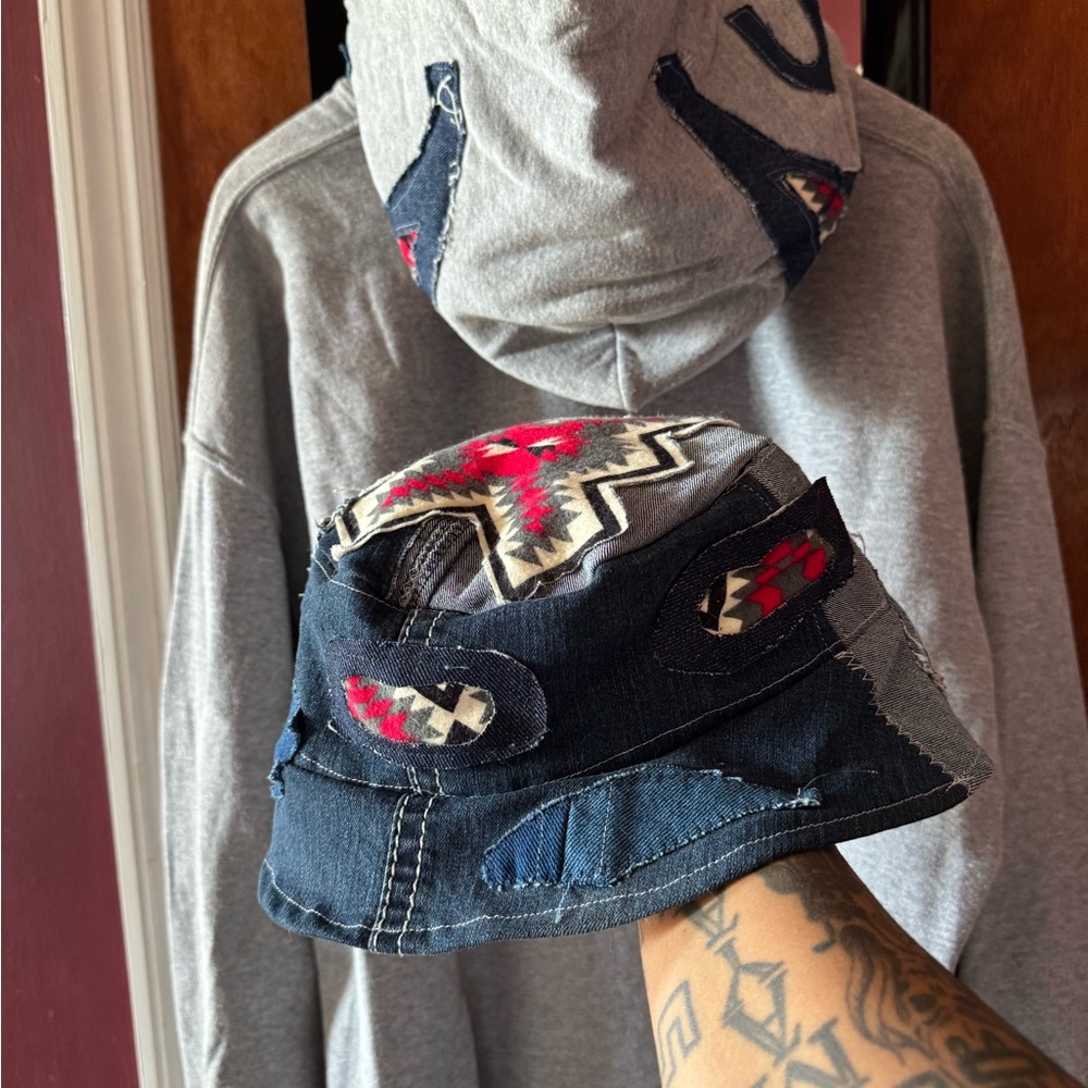 Gray And Blue Patchwork Men’s Sweater - image 3